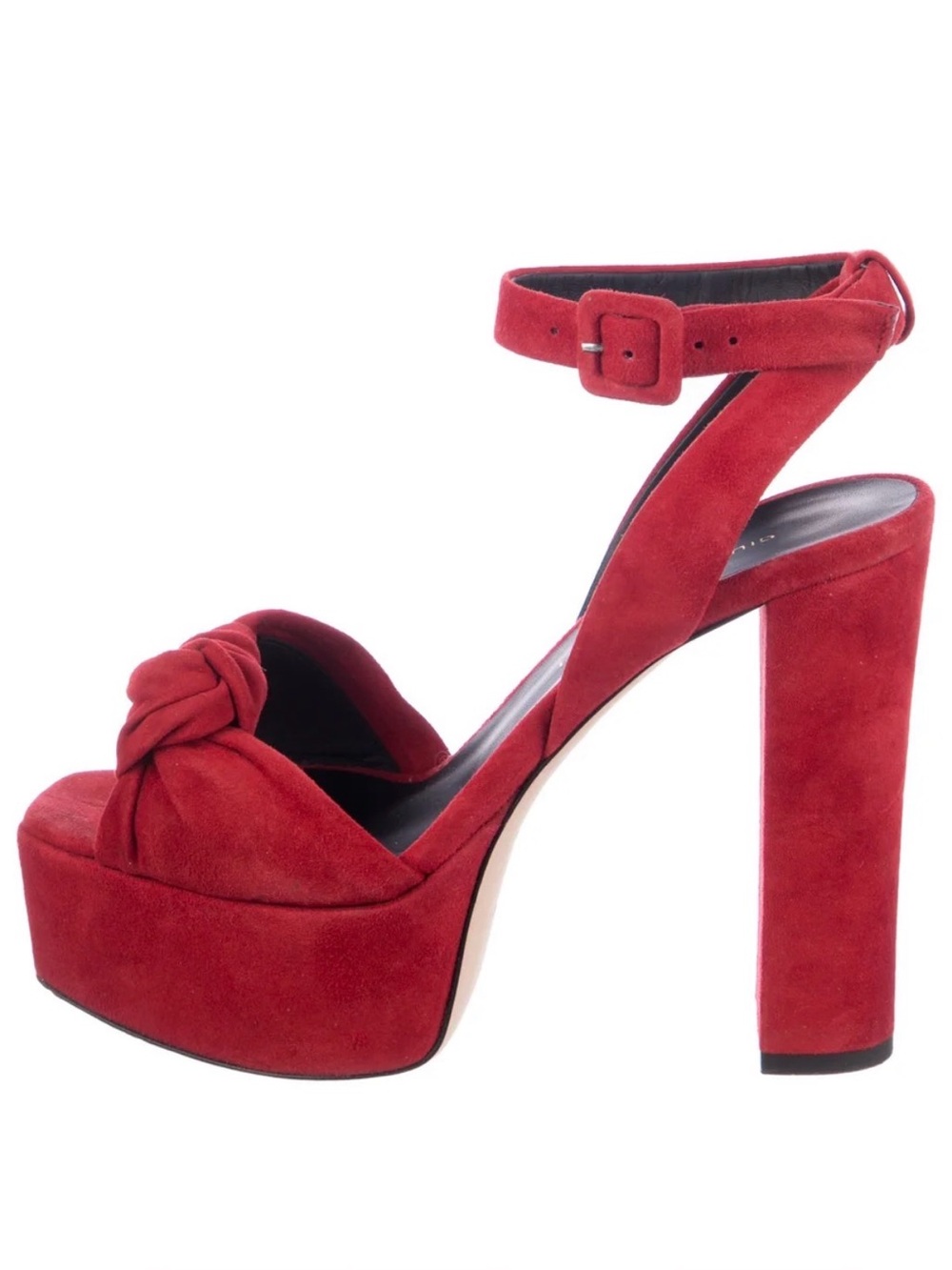 Giuseppe Zanotti Red Suede Knotted Platform Heels